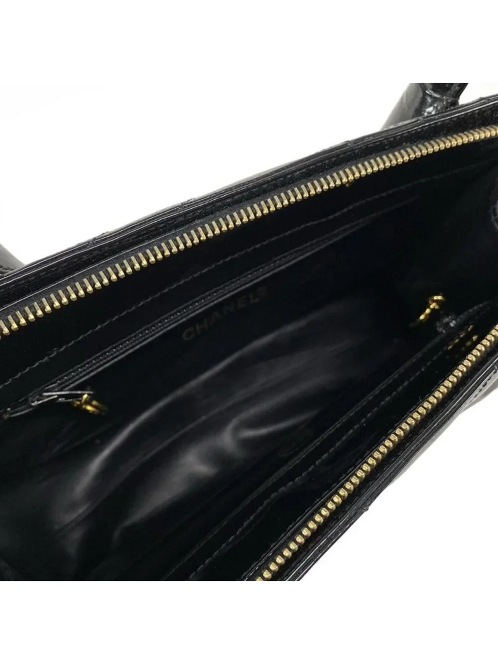 Chanel Handbag Stitch Black Gold Ball Charm Leather